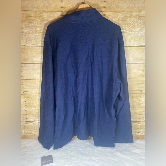 Falls Creek Mens sz 2XL Navy Blue Herringbone Long Sleeve Knit Pullover NWT - Picture 2 of 9